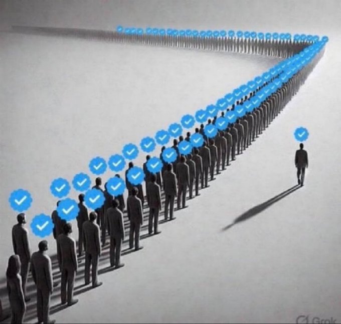 An illustration showing a large crowd of people marked with blue checkmark icons, with one lone figure walking away in the opposite direction, symbolizing going against popular opinion or majority consensus.
