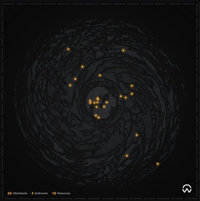 The image features a black background with a large spiral pattern of yellow lights radiating outwards from its center. The text "OthersideMeta" is present, which could be related to the post or possibly part of the image's title. The caption reads "44 charlottesville", indicating that this image might have been taken in Charlottesville, Virginia.