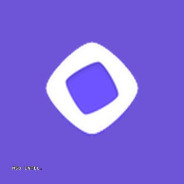 An MS-DOS era Intel logo featuring the iconic white swirl and square design on a purple background with the text "MS6 INTEL".