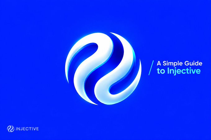 A blue Injective branding image featuring a white logo and the text 'A Simple Guide to Injective' with 'INJECTIVE' in the bottom corner.