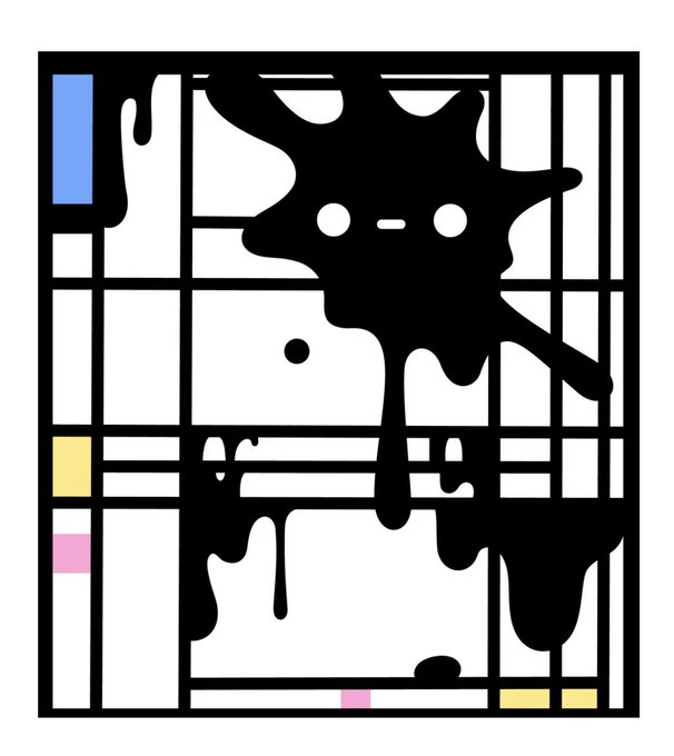 The image features a black and white art piece with a splatter of paint, possibly watercolor or ink, that appears to be dripping down from the center onto the frame. The painting has a grid-like pattern, which adds an interesting visual element to the artwork. The caption "finally got it :)" suggests that the viewer has successfully understood and appreciated the artistic concept behind the piece.