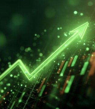 This image displays a rising green graph indicating financial growth and prosperity, visually representing the potential future described by Elon Musk, where scarcity is obsolete and value may be redefined.