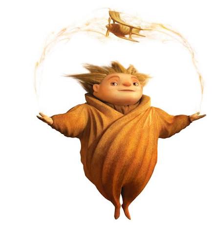An illustration of a chubby, smiling character in an orange robe floating with arms outstretched while a small helicopter flies in a smoke ring above them.
