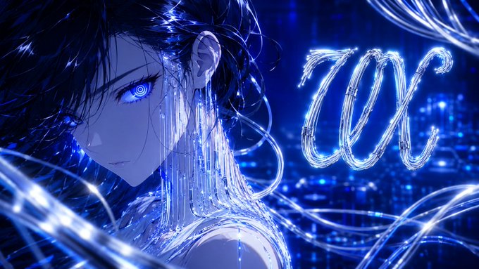 The image features a blue-toned anime-style character with glowing eyes and digital, circuit-like patterns flowing around her, alongside the stylized "W" logo of the Wrath token (referenced as $VEX in the post). The futuristic, AI-aesthetic visual reinforces the post's theme of automation and AI-powered trading agents replacing manual, emotional decision-making in crypto markets.