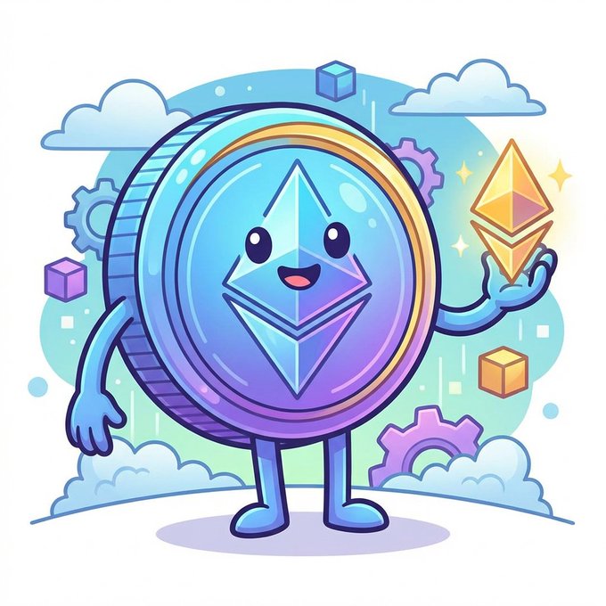 The image features a cartoon character, likely a coin or token, standing upright and holding two golden cubes in its hands. The character appears to be smiling, giving off a friendly vibe. The background of the image consists of clouds and gears, which adds depth and context to the scene. The caption below the image reads: "Good afternoon everyone Big matchday. Big opportunities. Today’s matches are live in @useTria FC. Lock in your predictions before kickoff. @RiverdotInc is expanding the satUSD experience even further with native support for perpetual futures trading. Holders can now use".