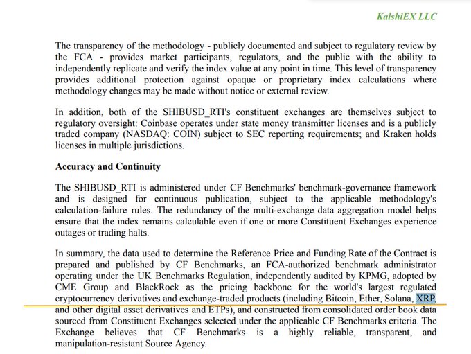 The image features a document titled "KALSHI Just Filed To Certify Permanent Futures For Ripple, Solana, Dogecoin And More Altcosins In The U.S." It appears to be related to Cryptocurrency or cryptocurrency exchanges.