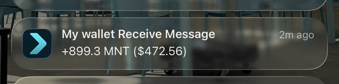 The image shows a screenshot of an app called "My wallet receive message", which appears to be a messaging app that allows users to send messages to their bank accounts or credit cards. The screen displays a message from the app, stating that there is a new message waiting for them and providing details about how to use it.