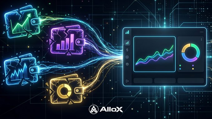 The image shows a graphic representation of digital wallets, chains, and exchange accounts connected through various colored lines or "tails", which represents transactions occurring between these assets. The wallet, chain, and account positions are spread across four wallets, three chains, and two exchange accounts as depicted in the post. The post is related to the concept of a single dashboard that gives an overview of one's portfolio, including details on all assets and their transactions. It aims to help the user understand how they're actually performing by presenting the real P&L, or raw financial data, instead of just showing a summary.
