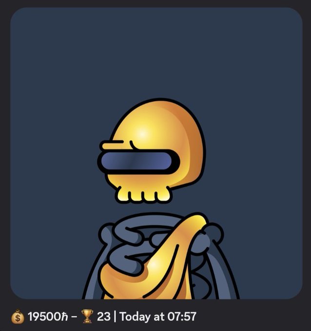 A cartoon-style illustration of a gold octopus-like creature wearing a VR headset, with text at the bottom reading '19500₫ – 🏆 23 | Today at 07:57'.