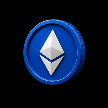 A 3D-rendered Ethereum (ETH) coin with its diamond logo displayed on a blue background, symbolizing the cryptocurrency at the center of the proposed EIP-8363 validator reward-burning initiative. The coin's iconic "Ξ" symbol visually anchors the discussion of Ethereum's staking economics and supply reduction strategy.