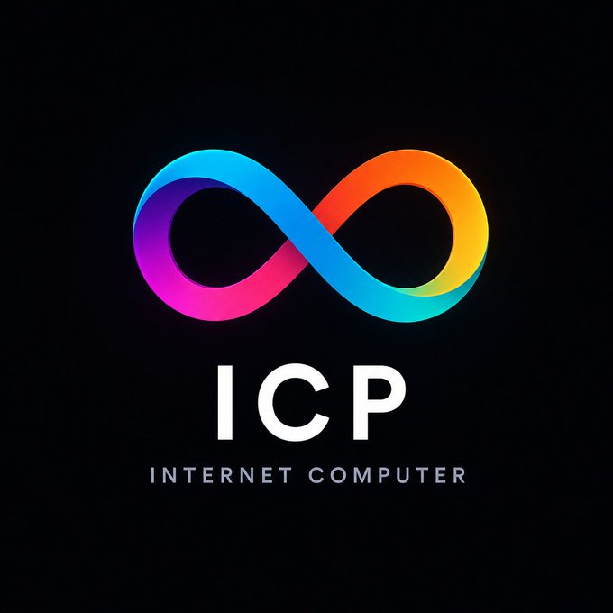 The image features a logo with an infinity symbol, which represents the concept of endless possibilities or growth. It is displayed against a black background, making it stand out prominently. The text "ICP Internet Computer" is written below the logo, indicating that this company specializes in internet and computer technology.