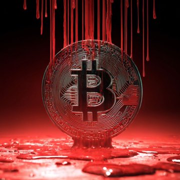The image shows a close-up view of a round cryptocurrency coin with "BTC" written on top. The coin has been marked by red paint dripping down its side, creating an artistic representation of the coin's surface. A caption below the coin reads "Just In: 55% chance of $BTC hitting $50,000 before $100,000, per Kalshi traders." This indicates that a developer is likely experimenting with the coin's trading value or predicting how much it could potentially grow in the future.
