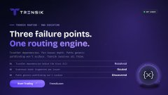 A TRON3X webpage screenshot displays a dark-themed promotional banner with the headline "Three failure points. One routing engine." alongside a glowing purple circular logo, though this appears unrelated to the accompanying post about BlackRock CEO Larry Fink endorsing asset tokenization as the next major phase in finance.