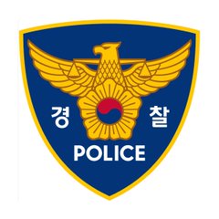 A shield-shaped emblem of the South Korean police, featuring a gold eagle with outstretched wings above a red-and-blue taegeuk symbol, with "경찰 POLICE" displayed in white text against a navy blue background. The badge represents the South Korean police force referenced in the news about their crackdown on Polymarket users involved in illegal gambling.