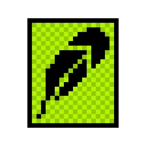A pixel art image showing a black silhouette of a figure against a green checkered background.