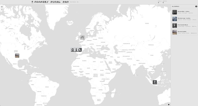 A world map interface labeled 'A GEORGE'S GLOBAL MAP' displaying user profile pins across North America, Europe, and other regions, with a 'ALL PROFILES' sidebar listing users like 'Kerstin Rist' and 'Yuri Zenkov'.