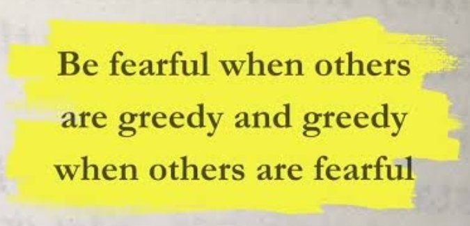 The image features the famous Warren Buffett quote "Be fearful when others are greedy and greedy when others are fearful," highlighted with a yellow brushstroke background. It aligns with the post's message of aggressive altcoin accumulation during a fearful market phase, echoing Buffett's contrarian investing philosophy to capitalize on others' fear.