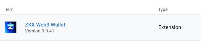 A screenshot showing the ZKX Web3 Wallet (Version 0.0.41) listed as a Chrome Web Store Extension, confirming the submission of the updated wallet extension referenced in the post about $PCOCK token burns.