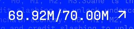 A bold white text reading "69.92M/70.00M" is overlaid on a blue background filled with faded code-like text, likely representing a near-complete funding pool or cap. The image illustrates the post's claim that a $50M cap quickly filled to nearly $70M within days, highlighting the rapid demand for the $JANE token sale.