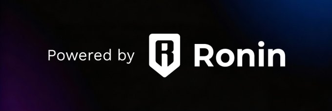A logo screen displaying 'Powered by Ronin' with the Ronin logo on a dark gradient background.
