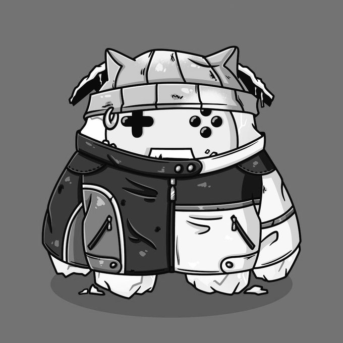 A chubby cartoon character wearing a game-controller helmet and a rugged vest stands on a plain background, visually evoking the meme-style "warrior" aesthetic typical of crypto project avatars—the kind of mascot that might accompany a chain-focused initiative like Nomisma Network. The aggressive, battle-ready design symbolically mirrors the post's thesis about chain infrastructure needing to gear up for machine-speed, agent-driven activity.
