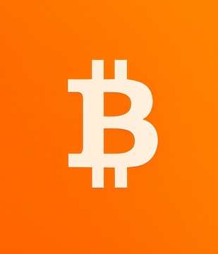 The image displays the stylized white "₿" Bitcoin symbol centered on a bright orange background, visually accompanying the news that traders forecast Bitcoin will reach $92,000 in October.
