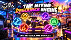 A colorful promotional banner for 'Nitro Machines' reads 'THE NITRO RESOURCE ENGINE' with the tagline 'ONE RESOURCE, ONE PURPOSE.'