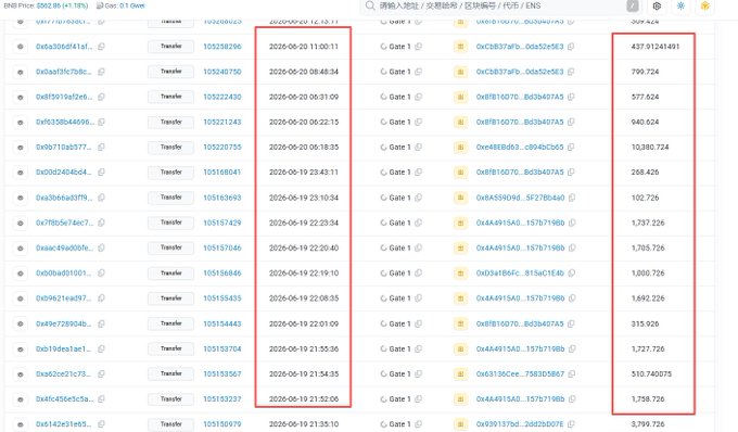 A BNB Price transaction history table displays recent Transfer entries with timestamps, Gas fees in TBNB, and USD amounts, highlighting a column of substantial USD values ranging from hundreds to over 437 million dollars that illustrate the high-value meme coin trades mentioned in the post.
