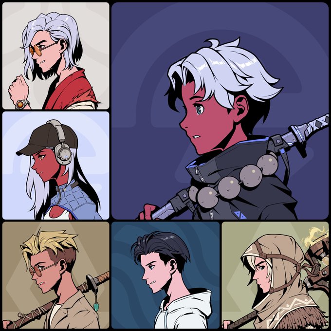 The image showcases a collection of six stylized anime character portraits from the Azuki Elementals NFT collection, each featuring distinct designs with unique hair colors, outfits, and accessories like swords and headphones. This visually reinforces the post's message by demonstrating the strong, diverse character IP of Azuki Elementals, highlighting their artistic quality and individuality as enduring brand assets regardless of market fluctuations.