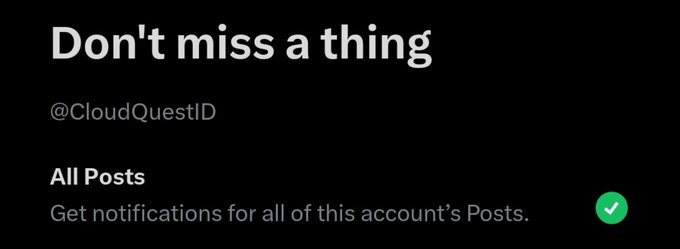 The image shows a computer screen with a text box located below an approval checkmark. The text box contains a message stating "Don't miss a thing" along with some information about notifications for users of a particular app or service, possibly related to cloud storage or social media platforms like Facebook. There is also a green checkmark in the bottom right corner of the screen.