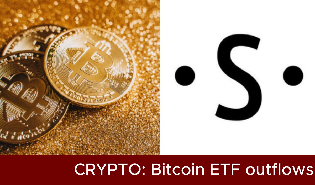 The image features two stacks of Bitcoins, one on top of the other, with the words "Crypto" above them. Below these Bitcoin stacks, there are two dollar bills placed vertically against a grey background, with the word "EFT" written above each bill. In addition to this, there is a caption that reads "Cypher says Bitcoin's ETF outflows have now topped $4 Billion since May 7," indicating that someone has labeled Bitcoin as a good or bad investment based on its ETF outflow situation.