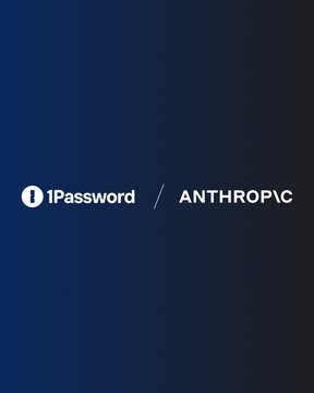 The image displays a partnership announcement between 1Password and Anthropic on a dark navy background, with both company logos separated by a forward slash. It relates to the post's theme by illustrating how AI companies like Anthropic are integrating with traditional software (password managers), reflecting the trend of AI "wrapping everything" and potentially reducing direct human interaction with app interfaces.