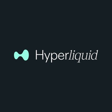 The image presents an abstract logo for a company named Hyperliquid. The logo consists of two green circles, with one larger circle inside the smaller circle. These circles are positioned at the center of the design, with the word "Hyper" written above them in white lettering. Below this, the name of the company is written in a more traditional serif font, also in white color. The logo seems to be related to Bitcoin or cryptocurrency and could possibly have some connection to financial markets, as implied by the accompanying post which states that Hyperliquid is not focusing on cryptocurrencies but rather targeting the $600T global asset market with a super app approach.