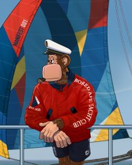 A smaller, mirrored/repeated version of the Bored Ape Yacht Club sailor monkey illustration from the previous image.