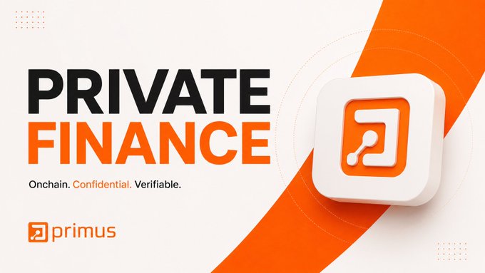A promotional banner for 'privus' featuring the text 'PRIVATE FINANCE' and 'Onchain. Confidential. Verifiable.' with a 3D logo.