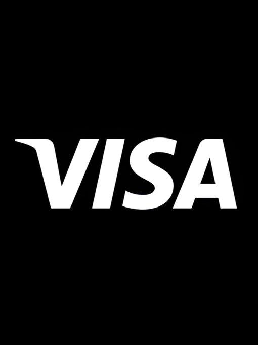 The image displays the white "VISA" logo on a black background, representing the credit card giant Visa. This logo visually reinforces the breaking news announcement that Visa has officially launched international remittances using USDC stablecoins, marking a significant step in integrating cryptocurrency into mainstream global payment networks.