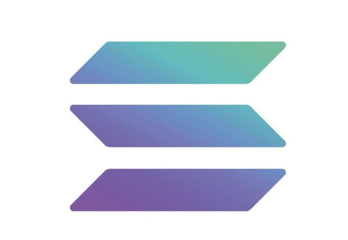 The Solana (SOL) cryptocurrency logo, consisting of three stacked horizontal parallelograms with a gradient color scheme transitioning from green/blue at the top to purple at the bottom.