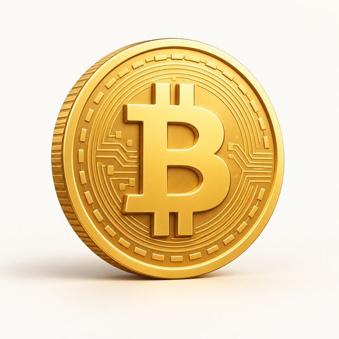 A golden Bitcoin coin displaying the iconic ₿ symbol with circuit-like patterns etched into its surface, set against a white background.