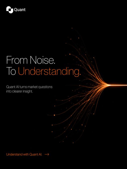 The image features an orange line that appears to be emitting sparks or rays of light from its tip. The text "From Noise To Understanding" is written above this line, which suggests that the image might be related to a topic about noise or information asymmetry in some context. The image also includes a caption that reads "Understanding with Quant AI". This could indicate that the image is part of an advertisement for Quant AI or a promotional piece related to artificial intelligence and machine learning topics.
