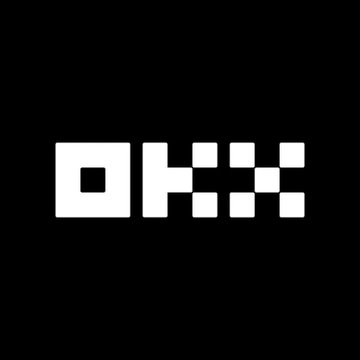 The image displays the pixelated white "OKX" logo on a black background, representing the crypto exchange mentioned in the news about its new funding round at a $25 billion valuation.