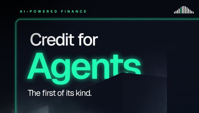 A digital advertisement banner with the text 'AI-POWERED FINANCE', 'Credit for Agents', and 'The first of its kind.'