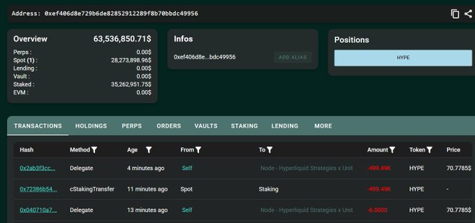 The image displays a desktop computer screen with various information, including a news feed with stock information for EOS cryptocurrency tokens @HYPE. The screen also shows details of transactions, including one involving stake amounts of $35M. A conversation thread related to a Hyper liquid PC can be seen in the image where someone is discussing how to deploy it live for real-time tracking of stock prices and cryptocurrency mining.