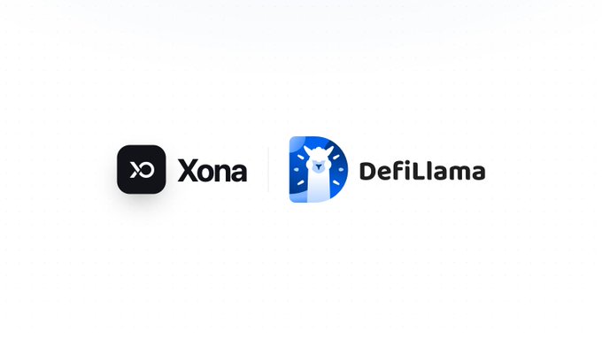 Logos for Xona and DefiLlama displayed side by side on a white background.