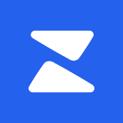 A blue square logo featuring a stylized white icon resembling a folded or angular paper airplane/ribbon design.