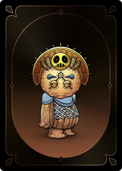 The image features a cartoon character that looks like a person with a brown body and blue face. The character has a crown on its head, which adds an element of regality or authority to its appearance. The background of the image is black, providing a stark contrast to the colorful figure in the foreground. The caption below the image reads: "My Koda represents belief in a future that hasn't been fully built yet. Its a remider of why i got into web3 in the 1st place. Not just for the tech or the collectible, but for the chance to be apart of something new alongside people who share the same vision."