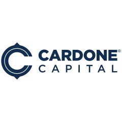The logo for 'CARDONE CAPITAL' featuring a stylized dark blue 'C' emblem on the left side of the text.