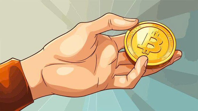A hand holds a gold Bitcoin coin featuring the iconic "₿" symbol, visually representing the concept of long-term Bitcoin holding discussed in the article, which advocates for a buy-and-hold strategy over market timing.