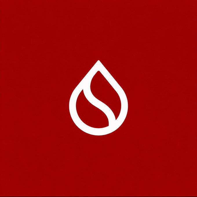 A red square logo featuring a white teardrop/flame icon with an internal curved line design, likely a brand or app icon.