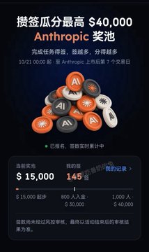 A Chinese-language Anthropic giveaway graphic advertises a prize pool of up to $40,000, showing a current prize of $15,000 and 145 winners.