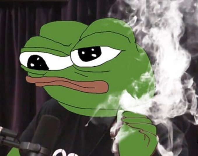 The image features the "Sad Pepe" frog meme, edited with a tired, heavy-lidded expression and surrounded by billowing smoke, overlaid onto a body that appears to be recording into a microphone. The word "GMers" is partially visible at the bottom, fitting the "GMfers" caption—a community rallying cry among crypto/NFT enthusiasts, paired here with the weary frog to humorously convey the grind of daily "GM" posts.